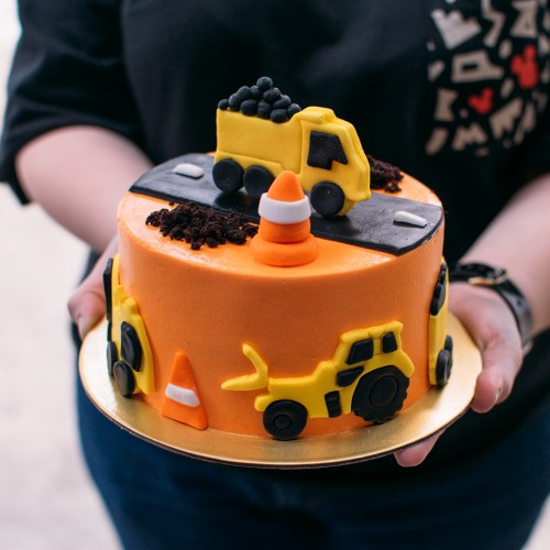 Orange Construction Cake