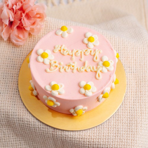 Pastel Pink Petite Daisies Cake