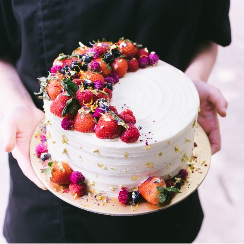 Rustic Floral Berry Cake