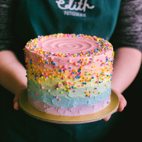 Rustic Rainbow Confetti Cake