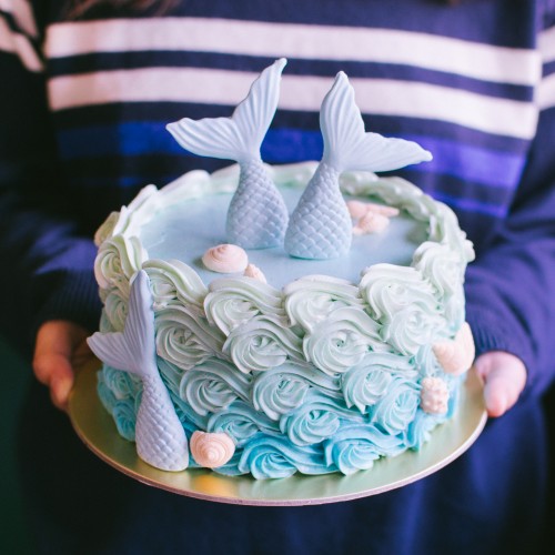 Wavy Rosette Mermaid Cake