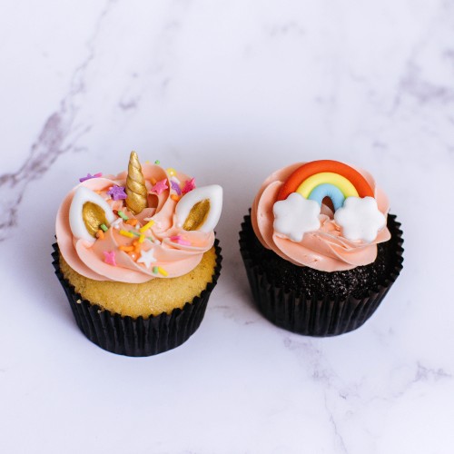 Rainbow and Unicorn Cupcakes - Box of Two (Min. 3 Boxes)