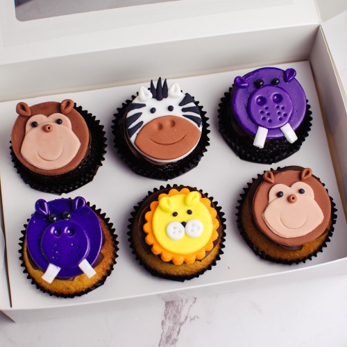 Jungle Animal Cupcakes - Box of Six