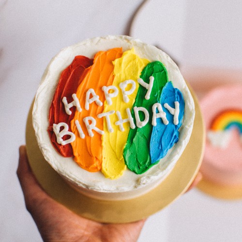 4" Mini Rainbow Frosted Cake