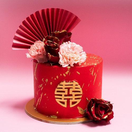 Auspicious Double Happiness Wedding Cake