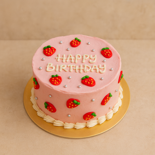 4" Mini Pink Strawberry Icing Cake