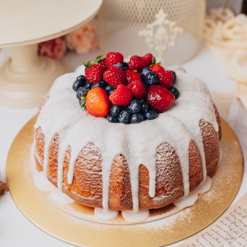 Mixed Berries Butter Bundt with Lemon Drizzle