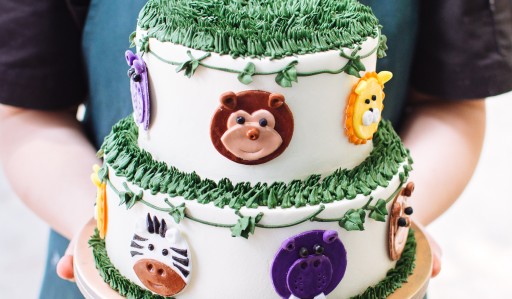 Two Tier Jungle Animal Themed Cake