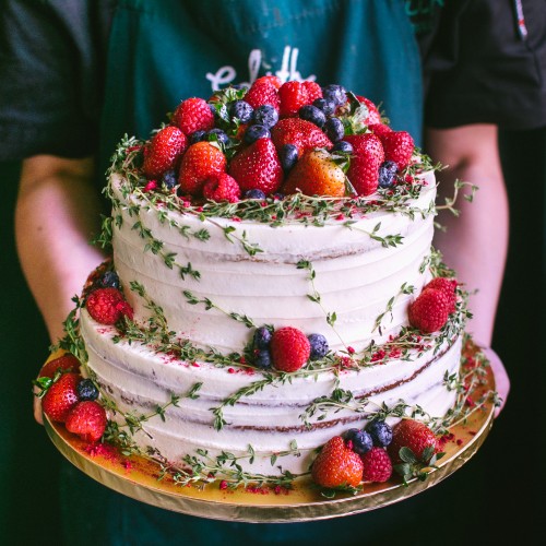 Two Tier Mixed Berries and Thyme Cake