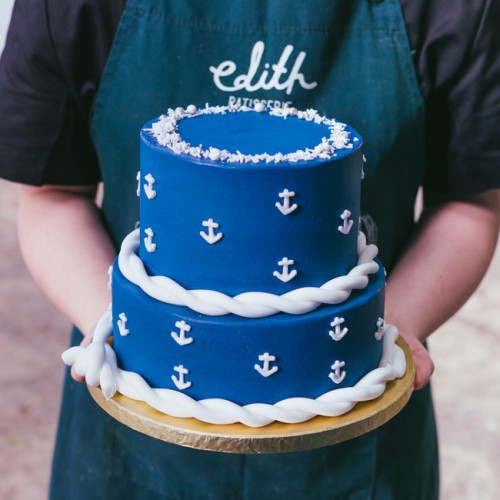 Two Tier Navy Nautical Cake