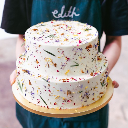 Two Tier Rustic Floral Petal Cake