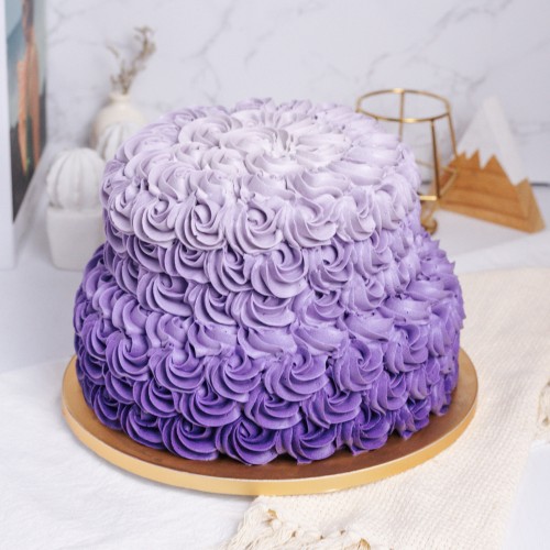 Two Tier Ombre Rosette Cake