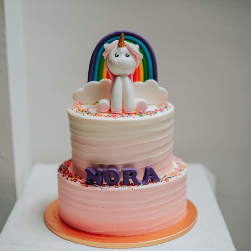 Two Tier Ombre with Rainbow and Unicorn