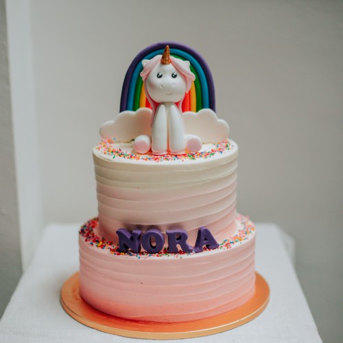 Two Tier Ombre with Rainbow and Unicorn