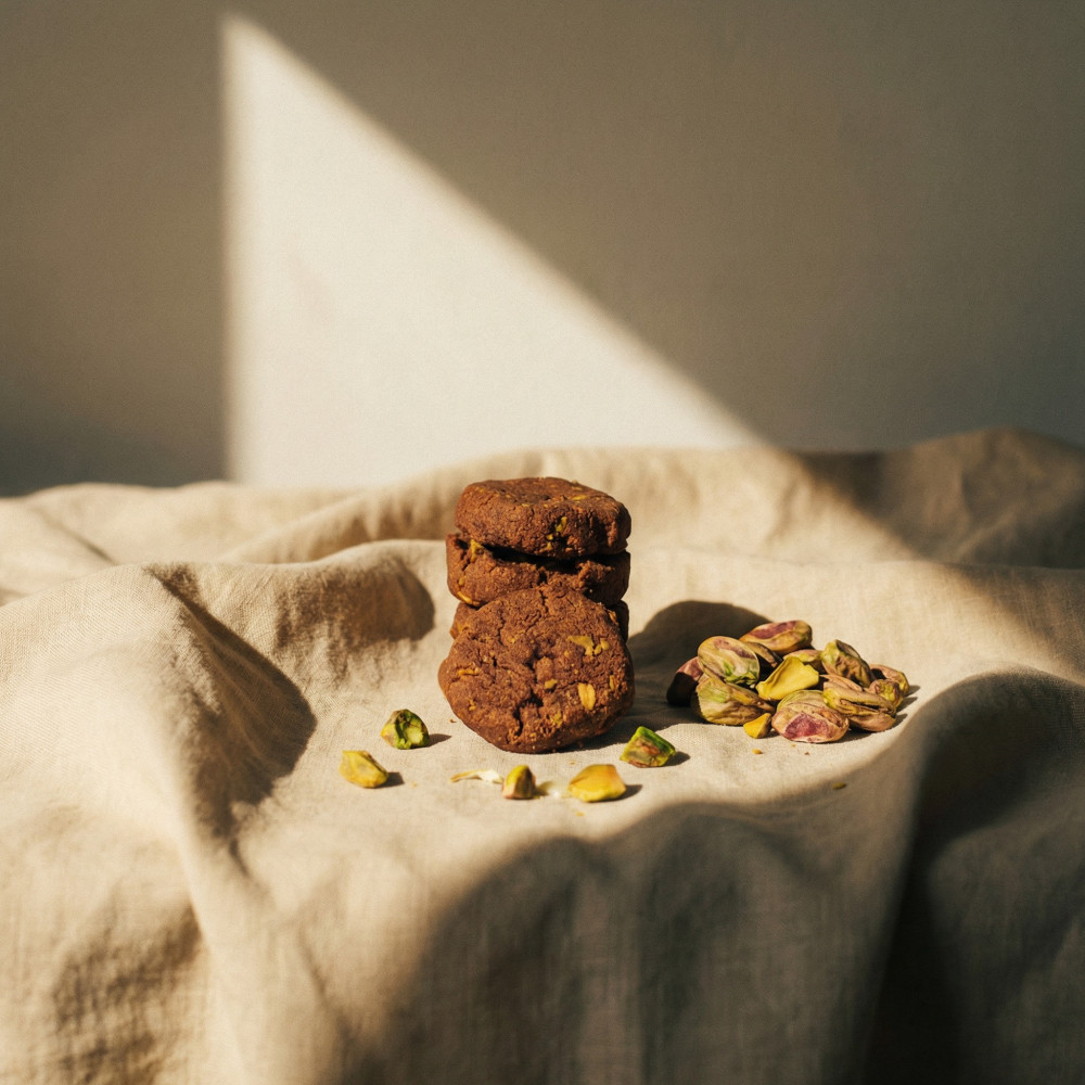 Dark Chocolate Pistachio Shortbread Cookies