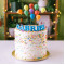 Confetti Cake with Rainbow Balloons