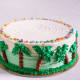 Pastel Green Ombre Cake with Piped Palm Trees