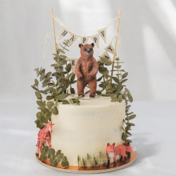 Rustic Eucalyptus Cake with Woodland Creatures