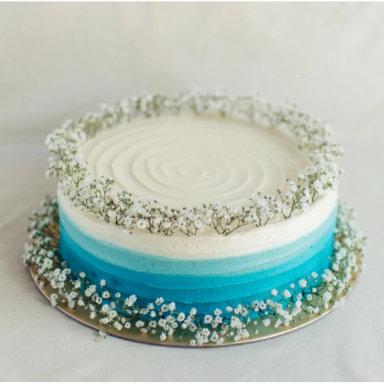 Ombre Striped Cake with Baby's Breath