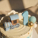 Pastel Blue Ombre Cake with Stars and Train 