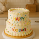 Two-Tier Happy 100 Days Rainbow and Confetti Celebration Cake