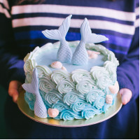 Wavy Rosette Mermaid Cake