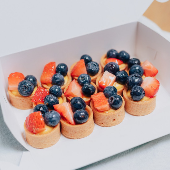 Mango Blueberry and Strawberry Mini Fruit Tarts - Box of Twelve