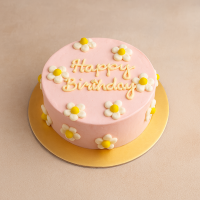 4" Pastel Pink Petite Daisies Cake
