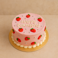 4" Petite Pink Strawberry Icing Cake