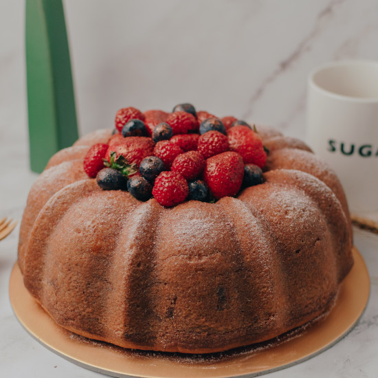 Butter Bundt Cake with Mixed Berries