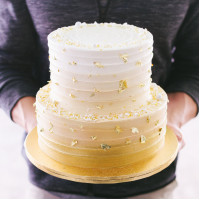 Gold Ombre Cake with Gold Leaves - Two Tier