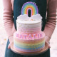 Two Tier Rainbow and Ombre with Cascading Gold Cake