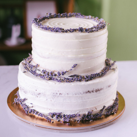 Two Tier Rustic Lavender Cake